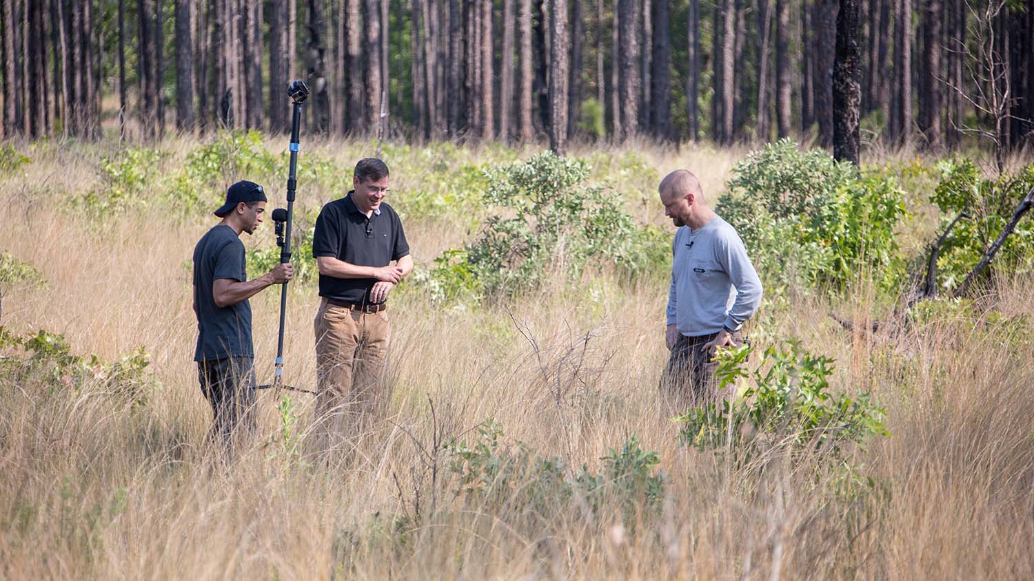 Crew works on Fire Ecology VR 360° video